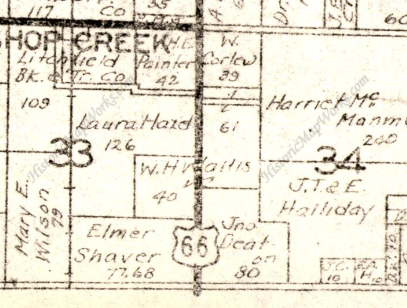 After 1930, U.S. Route 66 (now I-55) bisected the Wallis farm in Montgomery County, Illinois