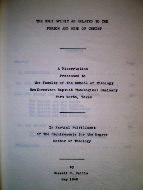 Cover page of my grandfather's Th.D. dissertation (May, 1948)